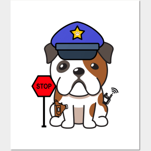 Funny Bulldog Policeman Posters and Art